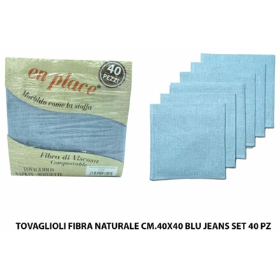 Tovaglioli Fibra Bamboo Cm.40X40 Set 40 Pz. Blu - BIGHOUSE IT