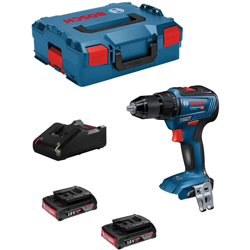 Bosch Professional 06019H5201 - Trapano avvitatore GSR 18 V, 55 (2 batterie da 2,0 Ah, max. Coppia di serraggio: 55 Nm, in L-BOXX), 18 V, blu en oferta