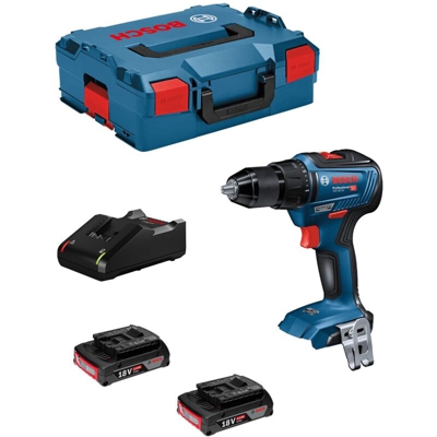 Bosch Professional 06019H5201 - Trapano avvitatore GSR 18 V, 55 (2 batterie da 2,0 Ah, max. Coppia di serraggio: 55 Nm, in L-BOXX), 18 V, blu