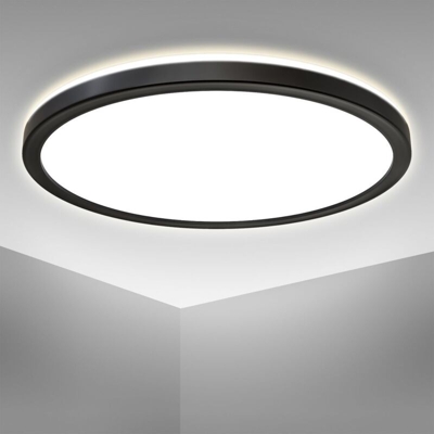 B.K.Licht Plafoniera LED con illuminazione indiretta, ultra piatta 2,8cm, LED integrati 18W, 2400Lm, luce bianca naturale 4000K, Ø29cm, Lampada da