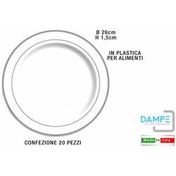 Bighouse It - PIATTO PIANO LARGE B.CO BORDO SILVER D.26 CONF.20PZ en oferta