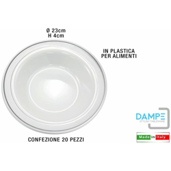 Bighouse It - PIATTO TONDO FONDO B.CO BORDO SILVER D.23 CONF.20PZ características