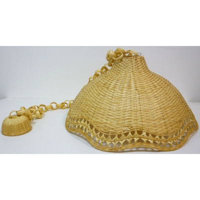 Lampadario C lampada in bamboo bambù rattan vimini e giunco appendibile per casa camera salotto cucina - SAVINO FILIPPO