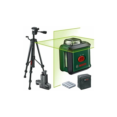 6036630 Livella Laser Verde, Treppiede e Morsetto, Raggio d'azione Fino a 24 m, Precisione:ﾱ 0,4 mm/m, Autolivellamento:Fino a ﾱ 4ﾰ, 4xAA, Confezione
