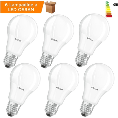 Multipack 6 pezzi lampadine osram led e27 9 watt 4000k cool white classe a+