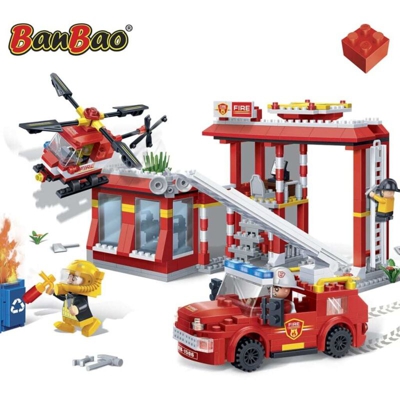 BanBao Fire Station Garage stazione vigili del fuoco combinabili con i mattoncini LEGO