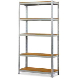 Scaffale Mensola Scaffalatura Metallo Zincato 5 Ripiani Legno MAX 875KG - KIBANI en oferta