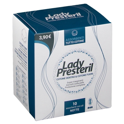 Lady Presteril Cotton Power Pocket Assorbenti Notte con Ali