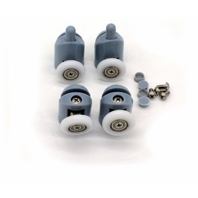 Set Di 4 Rotelle Per Porta Box Doccia, Ricambio Per Anta Scorrevole Ruote Superiori ed Inferiori, Diametro 23 mm, Colore Grigio - BRICOZONE