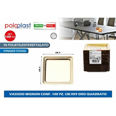 Bighouse It - VASSOIO MIGNON CONF. 100 PZ. CM.9X9 ORO QUADRATO