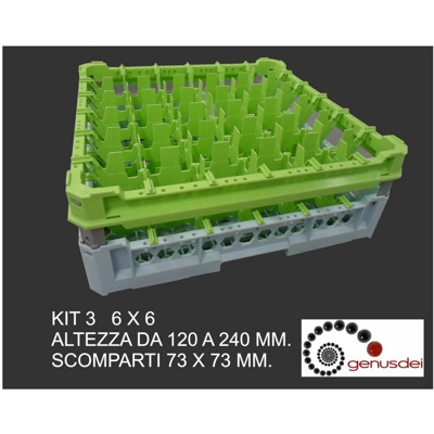 Ceste X Lavaggio 36 Bicchieri Kit3 6X6 Top Verde - BIGHOUSE IT