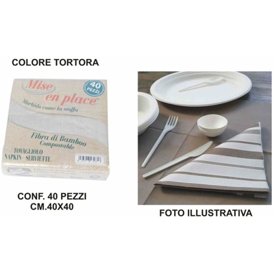 Bighouse It - TOVAGLIOLI FIBRA BAMBOO CM.40X40 SET 40 PZ. TORTORA