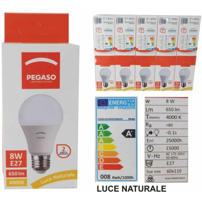 Lampada Ecoled Bulbo E27 8W 4000K Pn-021 Luce Naturale - BIGHOUSE IT
