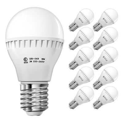 ECD Germany 10 x Lampadina LED E27 3W - Bianco Caldo 2800K - 220-240V - 200 Lumen - Angolo del Fascio 270 ? - Classe di Efficienza Energetica A +