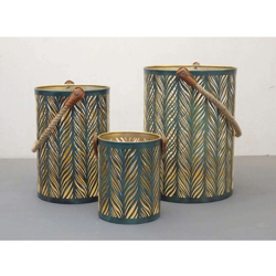 Set Di 3 Lanterne In Metallo Stile Orientale Di Design Moderno Portacandela Da Appendere , G.Ø35 X 25/M.Ø30 X 20/P.Ø20 X 15 - MILANI HOME precio