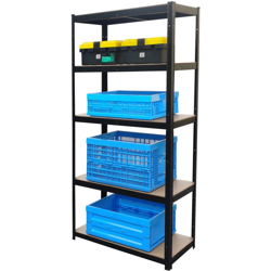 Scaffale Mensola Scaffalatura Metallo Zincato 5 Ripiani Legno MAX 875KG colore nero - KIBANI precio