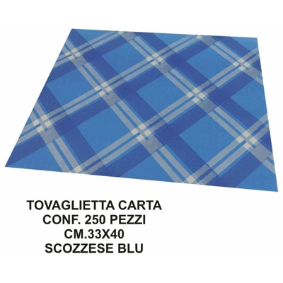 Bighouse It - TOVAGLIETTA SET 250 PZ. CM.33X40 GOFFRATI SCOZZ. BLU