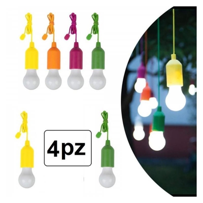 4x LAMPADINA CLICK CORDA LUCE BIANCA LED DA CAMPEGGIO ARMADIO CASA NATALE CATENA - LUEMM