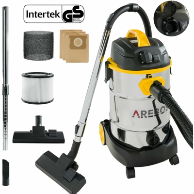 AREBOS Aspirapolvere industrial Aspirator a Secco e a Umido Aspirator 1600W 30L Giallo
