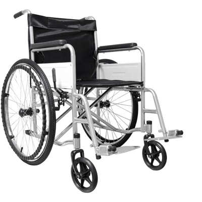 Carrozzina Sedia a Rotelle Pieghevole Leggera ad Autospinta, Disabili ed Anziani, 85 x 69 x 91 cm, Nero e Argento - BRICOZONE