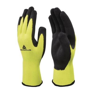 Delta Plus - GUANTI DA LAVORO IN POLIESTERE E SPALMATURA LATTICE SCHIUMA NERO/GIALLO - APOLLON DELTAPLUS - Misura Tg. 10