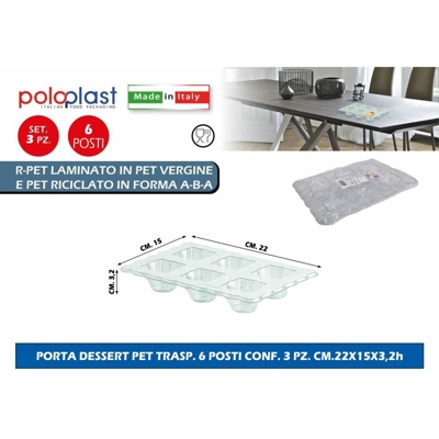 Bighouse It - PORTA DESSERT PET TRASP. 6 POSTI CONF. 3 PZ. CM.22X15X3,2h