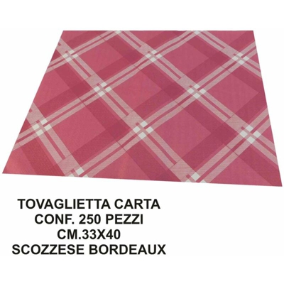 Bighouse It - TOVAGLIETTA SET 250 PZ. CM.33X40 GOFFRATI SCOZZ.BORDEAUX