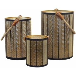 Set Di 3 Lanterne In Metallo Stile Orientale Di Design Moderno Portacandela Da Appendere , G.Ø35 X 25/M.Ø30 X 20/P.Ø20 X 15 - MILANI HOME características
