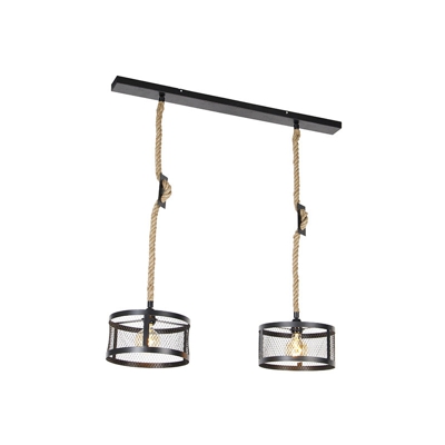 Lampada a sospensione cage_robusto - Industriale - Acciaio - Marrone/Nero - Oblungo Max. 2 x Watt - Qazqa