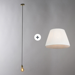 Lampada a sospensione con paralume plise - Retrò - Metallo,Tessuto - Crema/Oro - Tondo Max. 1 x Watt - Qazqa características