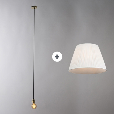 Lampada a sospensione con paralume plise - Retrò - Metallo,Tessuto - Crema/Oro - Tondo Max. 1 x Watt - Qazqa