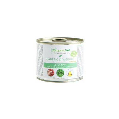 Cibo umido per gatti Veterinary Diabetic & weight, confezione da 6 (6 x 200 g) - Organicvet