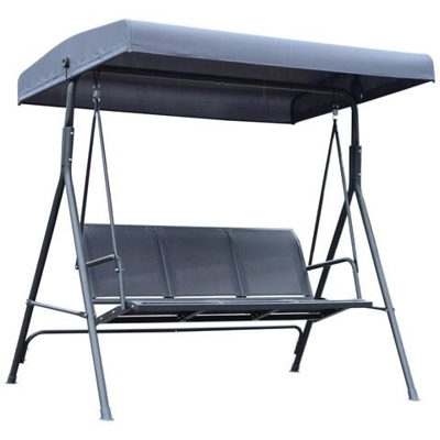 Dondolo 3 Posti Da Giardino Con Baldacchino Esterno Acciaio, Tessuto Poliestere 178x111x155cm