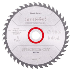 Metabo Lama 'Precision cut wood - Professional', 165x2,2/1,4x20 Z42 WZ 15° - 628291000 características