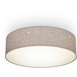 Plafoniera in tessuto grigio-talpa con effetto a stelline, attacco per 2 lampadine E27 non incluse, Lampada da soffitto rotonda Ø38cm, Lampadario características