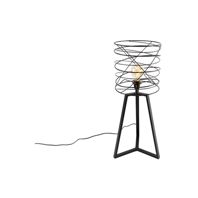 QAZQA Lampada da tavolo spira - Design - Acciaio - Nero - Tondo Max. 1 x Watt