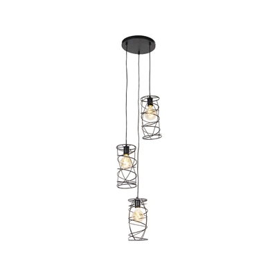 Lampada a sospensione spira - Design - Acciaio - Nero - Tondo Max. 3 x Watt - Qazqa