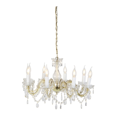 Lampadario Marie Theresa - Classico - Plastico,Acciaio - Trasparente/Cromo/Oro - Tondo Max. 8 x Watt - Qazqa