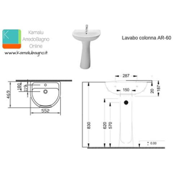 Lavabo Con Colonna Modello Ar-60 características