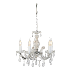 Lampadario marie theresa - Classico - Plastico,Acciaio - Trasparente/Cromo - Tondo Max. 5 x Watt - Qazqa en oferta