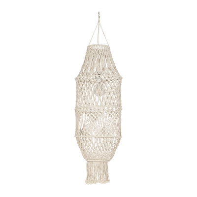 QAZQA rustico Corda Paralume Macrame naturale 130 cm , Organico Paralume per lampade a sospensione