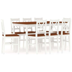 Set Da Pranzo 9 Pz In Legno Di Pino Bianco E Marrone precio
