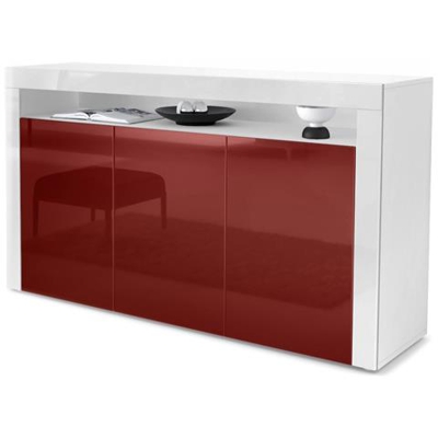Credenza Torino In Bianco Opaco E Bordolese Lucido
