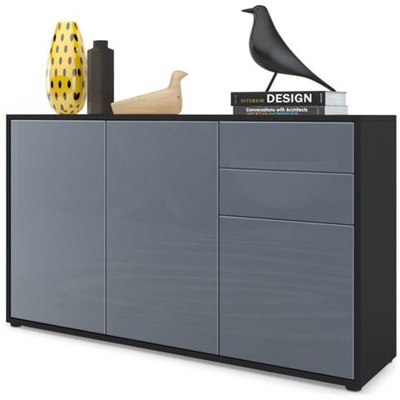 Comò Bari V3 In Nero Opaco E Grigio Lucido