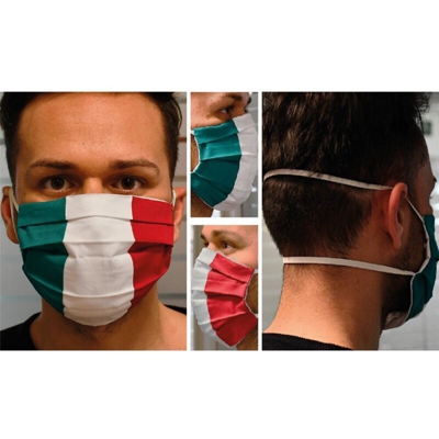 5 PZ MASCHERINA IGIENICA PROTETTIVA RIUTILIZZABILE 'TRICOLORE' cm. 19 x 8 - imbustata singola DF 1065406 - MADE IN ITALY