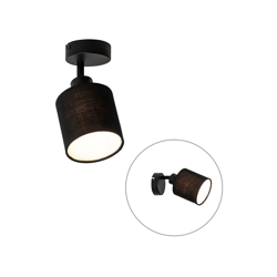 Lampada da soffitto/parete hetta - Moderno - Tessuto,Acciaio - Nero - Tondo Max. 1 x Watt - Qazqa características