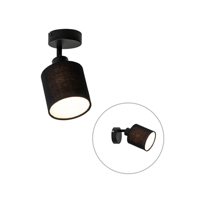 Lampada da soffitto/parete hetta - Moderno - Tessuto,Acciaio - Nero - Tondo Max. 1 x Watt - Qazqa
