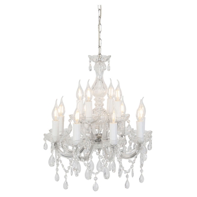 Lampadario Marie Theresa - Classico - Plastico,Acciaio - Trasparente/Cromo - Tondo Max. 12 x Watt - Qazqa