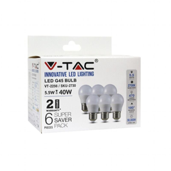 Lampadina LED V-TAC E27 5,5W G45 2700K (Box 6 pezzi) características