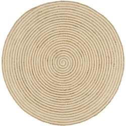 Tappeto Lavorato A Mano In Juta Stampa A Spirale Bianco 120 Cm en oferta